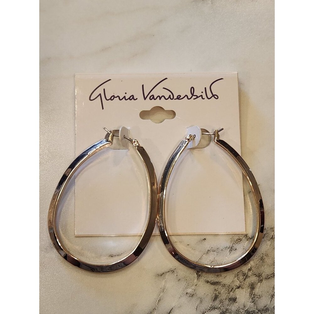 Gloria Vanderbilt Gold-Tone Teardrop Hoop Earrings Lightweight Classic Jewelry
